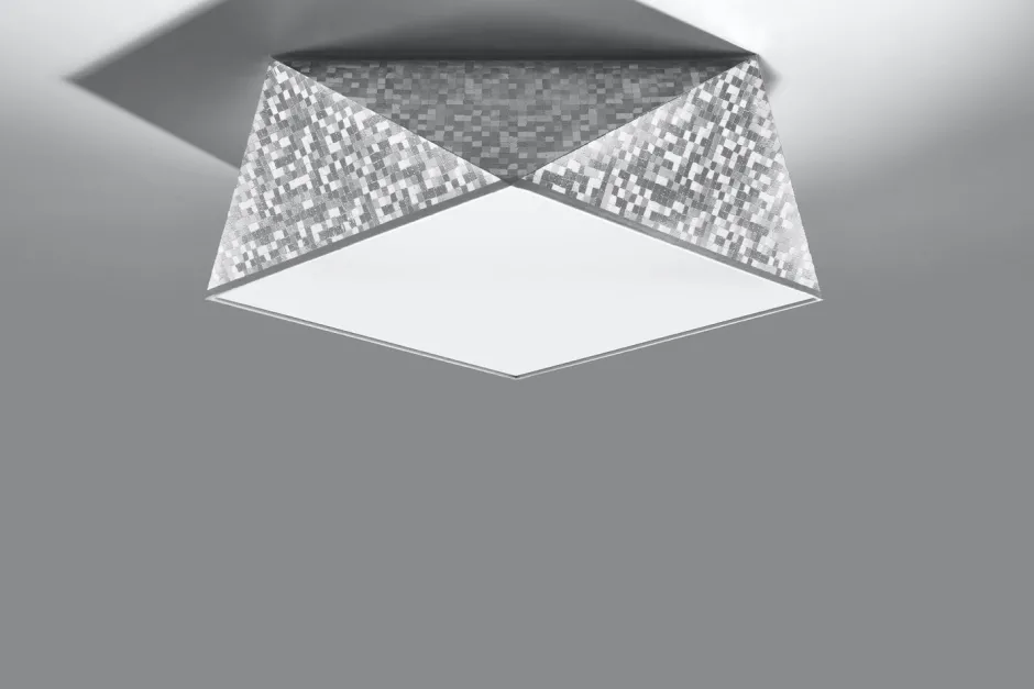 Wohnzimmerlampen|Moderne Lampen*Sollux Geometrische Deckenlampe Grau gemustert B:40cm 2x E27