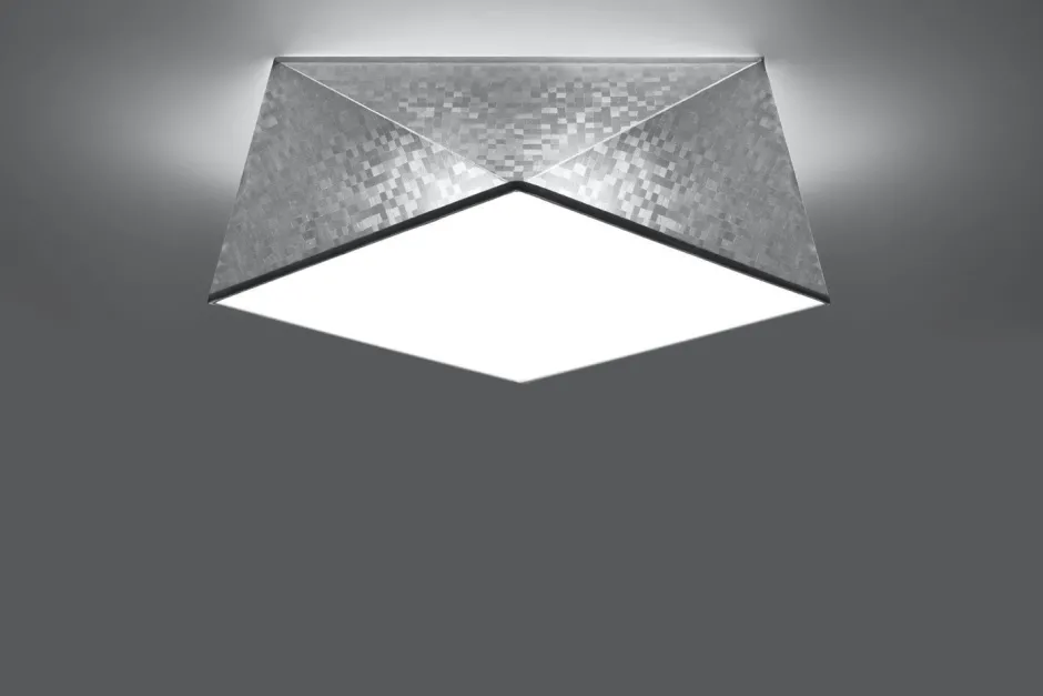 Wohnzimmerlampen|Moderne Lampen*Sollux Geometrische Deckenlampe Grau gemustert B:40cm 2x E27