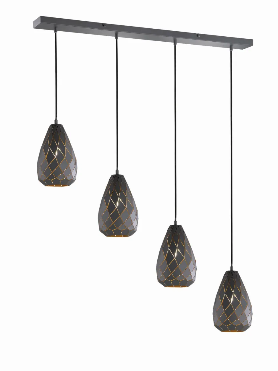 Trio Reality Geometrische Hängelampe Metall Anthrazit E27 90 cm lang< Hängelampen|Bürolampen