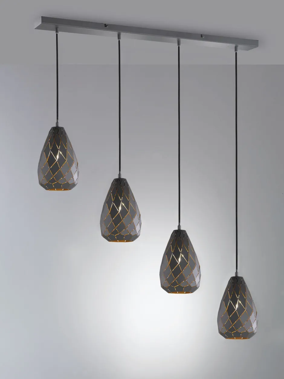 Trio Reality Geometrische Hängelampe Metall Anthrazit E27 90 cm lang< Hängelampen|Bürolampen