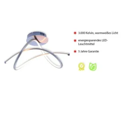 Just Light Geschwungene LED Deckenlampe in Stahl 3000 K warmweiß< Deckenleuchten|Flurlampen