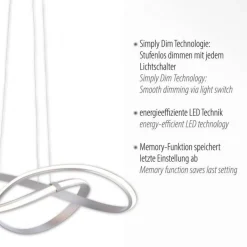 Hängelampen|Led Lampen*Paul Neuhaus Geschwungene LED Pendelleuchte in Stahl 3000 K dimmbar