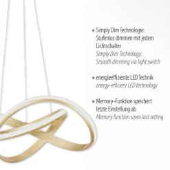 Hängelampen|Led Lampen*Paul Neuhaus Geschwungene LED Pendelleuchte in Stahl 3000 K dimmbar