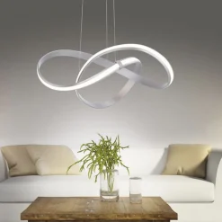 Hängelampen|Led Lampen*Paul Neuhaus Geschwungene LED Pendelleuchte in Stahl 3000 K dimmbar