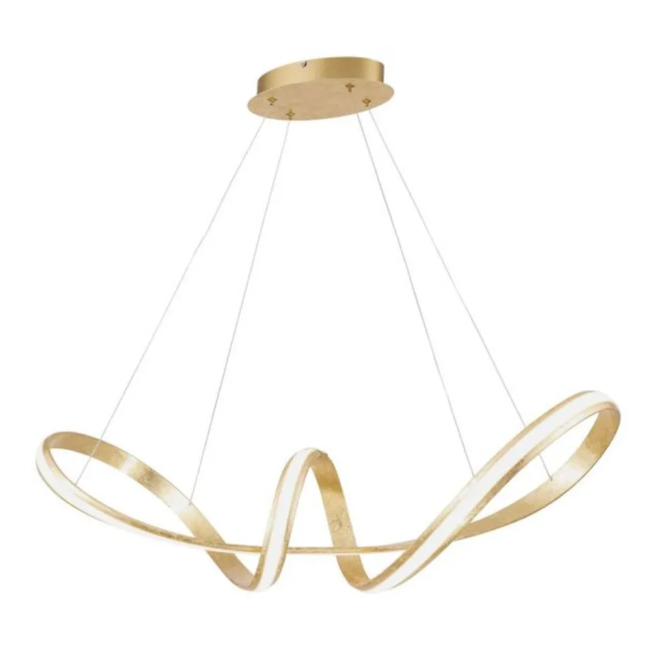 Hängelampen|Bürolampen*Paul Neuhaus Geschwungene LED Pendelleuchte in Gold L:91 cm dimmbar