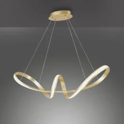 Hängelampen|Bürolampen*Paul Neuhaus Geschwungene LED Pendelleuchte in Gold L:91 cm dimmbar