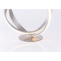 Wohnzimmerlampen|Schlafzimmer Lampen*Paul Neuhaus Geschwungene LED Tischlampe in Silber Metall dimmbar