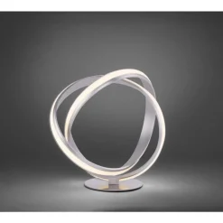 Wohnzimmerlampen|Schlafzimmer Lampen*Paul Neuhaus Geschwungene LED Tischlampe in Silber Metall dimmbar