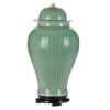 Keramiklampen|Wohnzimmerlampen*Elstead Gestell für Tischleuchte Keramik E27 50 cm Grün Klassisch