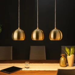 Designerlampen|Retro Lampen*Invicta Interior Glanzvolle Hängelampe MIRRI Gold Retro Esstisch