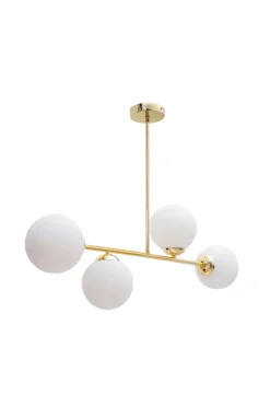 Wohnzimmerlampen|Glaslampen*Belis Goldene Deckenlampe Glaskugeln blendarm 4-flmg Metall