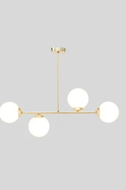 Wohnzimmerlampen|Glaslampen*Belis Goldene Deckenlampe Glaskugeln blendarm 4-flmg Metall