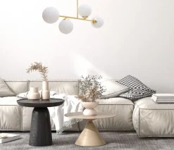 Wohnzimmerlampen|Glaslampen*Belis Goldene Deckenlampe Glaskugeln blendarm 4-flmg Metall