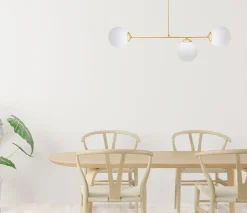 Bürolampen|Wohnzimmerlampen*Belis Goldene Deckenlampe Glaskugeln blendarm E27 Metall