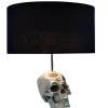 Wohnzimmerlampen|Stofflampen*Invicta Interior Gothic Tischlampe Modern Totenschädel Silber Schwarz