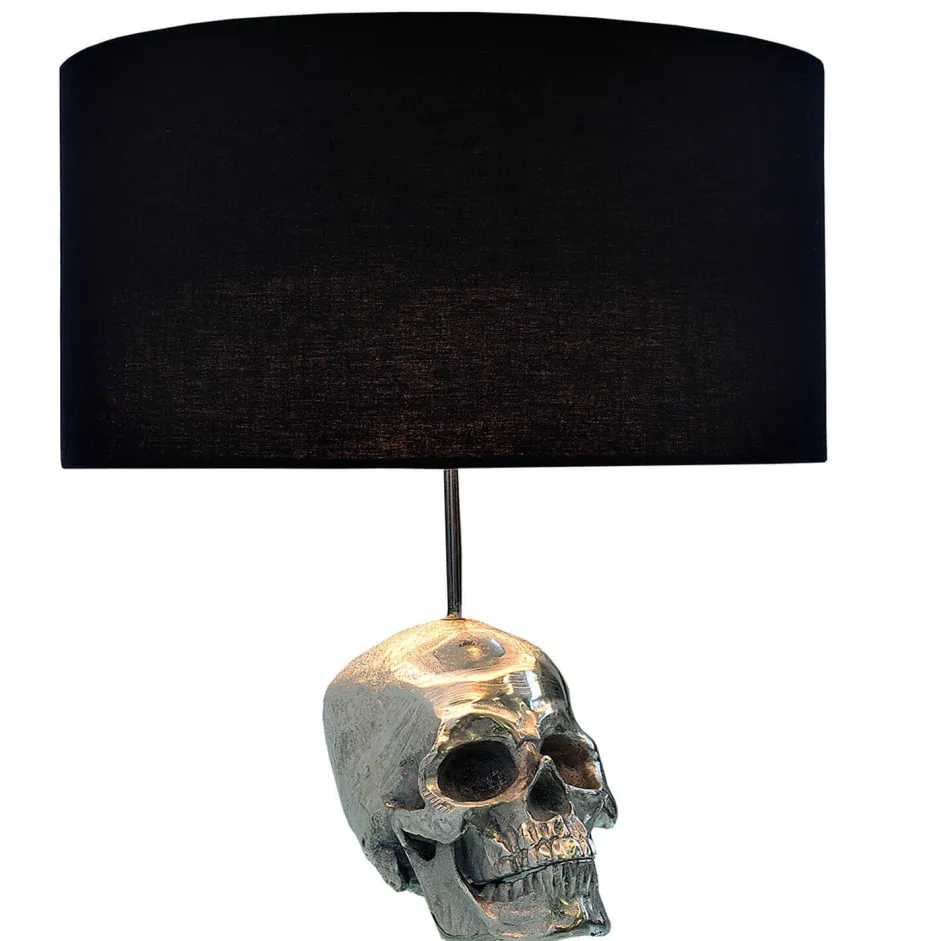 Wohnzimmerlampen|Stofflampen*Invicta Interior Gothic Tischlampe Modern Totenschädel Silber Schwarz