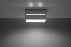 Deckenleuchten|Flurlampen*Sollux Graue Deckenleuchte eckig Modern Aluminium 2x G9 Flur