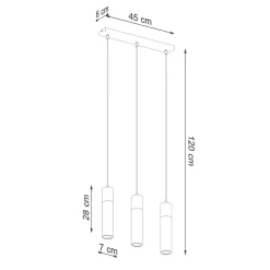 Sollux Graue Hängelampe 3-flammig Beton Holz verstellbar GU10< Wohnzimmerlampen|Betonlampen