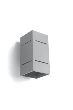 Sollux Graue Wandleuchte Aluminium eckig H:20cm Up Down Modern< Wandleuchten|Flurlampen