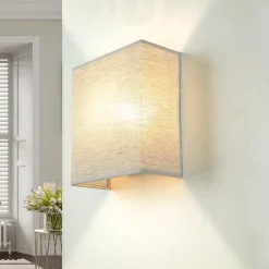 Wandleuchten|Flurlampen*Duolla Graue Wandleuchte Stoff Schirm eckig Loft Design ALICE