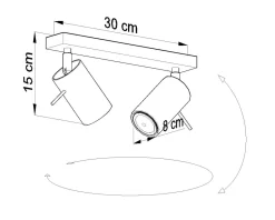 Sollux Grauer Deckenstrahler ETNA L:30cm 2x GU10< Deckenleuchten|Spots