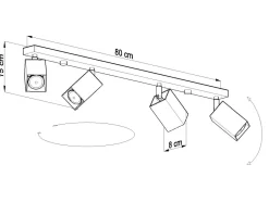Sollux Grauer Deckenstrahler FALERIA 80 cm lang 4x GU10< Deckenleuchten|Flurlampen