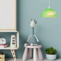 Lamkur Grüne Kinderzimmerlampe rund Mädchen farbenfroh<Kinder Kinderzimmerlampen|Kinderlampen