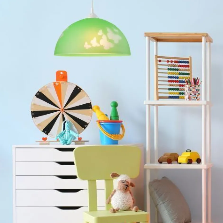Lamkur Grüne Kinderzimmerlampe rund Mädchen farbenfroh<Kinder Kinderzimmerlampen|Kinderlampen
