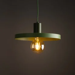 Hängelampen|Bürolampen*TK Lighting Grüne Pendelleuchte E27 Ø30 cm rund Vintage Metall