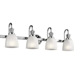 Elstead Große Badlampe LED in Chrom Weiß IP44 Riffelglas< Wandleuchten|Badezimmer Lampe