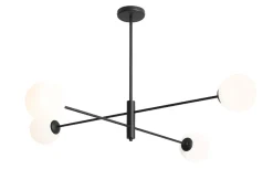 ALDEX Große Deckenlampe Glas Metall Schwarz L:108 cm 4-flammig< Deckenleuchten|Badezimmer Lampe