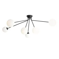 ALDEX Große Deckenlampe Glas Metall Schwarz L:123 cm 6-flammig< Deckenleuchten|Badezimmer Lampe