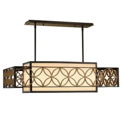 Deckenleuchten|Wohnzimmerlampen*Elstead Große Deckenlampe Vintage 192 cm lang Eisen Stoff