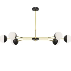 Jupiter Große Deckenleuchte Glas Metall Schwarz Weiß G9 wohnlich< Deckenleuchten|Bürolampen