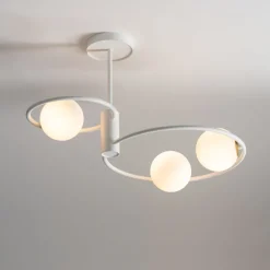 Deckenleuchten|Kugellampen*Sigma Große Deckenleuchte Weiß Metall Glas B:64 cm G9 Modern