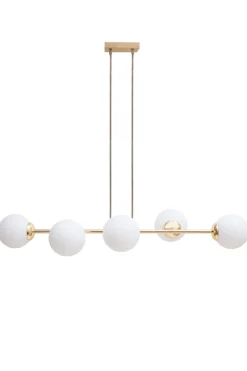 Belis Große Hängelampe blendarm Glas Metall 100 cm E27 Gold< Wohnzimmerlampen|Metall Lampen