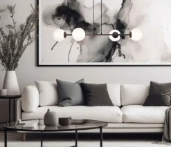 Hängelampen|Bürolampen*Belis Große Hängelampe blendarm Glas Metall 85 cm E27 Schwarz