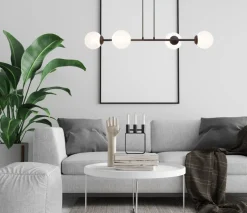 Hängelampen|Bürolampen*Belis Große Hängelampe blendarm Glas Metall 85 cm E27 Schwarz