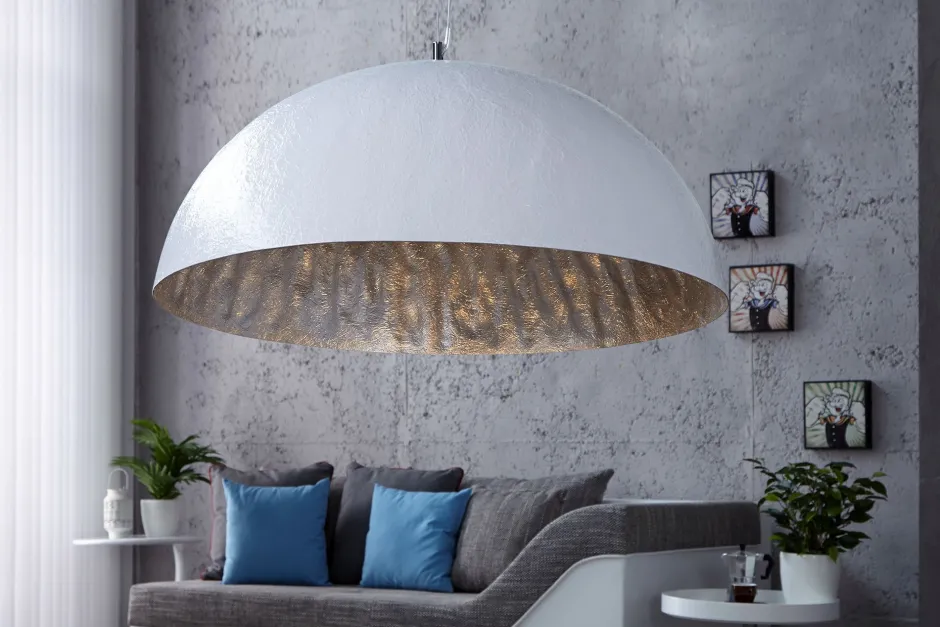 Invicta Interior Große Hängeleuchte Ø70cm rund Modern Design Silber< Hängelampen|Esszimmer Lampen