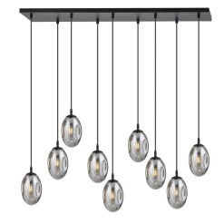 Emibig Große Hängeleuchte Glas Schirme9x E14 100 cm dekorativ< Wohnzimmerlampen|Glaslampen