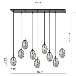 Emibig Große Hängeleuchte Glas Schirme9x E14 100 cm dekorativ< Wohnzimmerlampen|Glaslampen