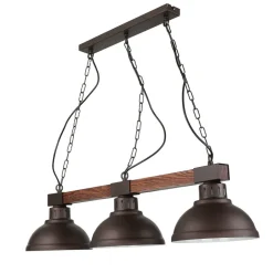 Luminex Große Hängeleuchte 3xE27 L:72cm Echt Holz HAKON< Wohnzimmerlampen|Holzlampen