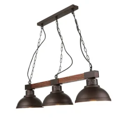 Luminex Große Hängeleuchte 3xE27 L:72cm Echt Holz HAKON< Wohnzimmerlampen|Holzlampen