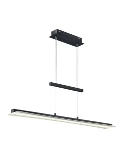 Wohnzimmerlampen|Metall Lampen*Trio Reality Große LED Hängelampe Metall Glas Touch Dimmer Schwarz