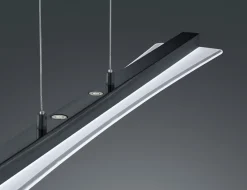 Wohnzimmerlampen|Metall Lampen*Trio Reality Große LED Hängelampe Metall Glas Touch Dimmer Schwarz