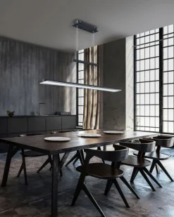 Wohnzimmerlampen|Metall Lampen*Trio Reality Große LED Hängelampe Metall Glas Touch Dimmer Schwarz