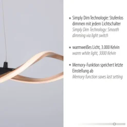 Paul Neuhaus Große LED Hängelampe Schwarz Gold 105 cm 3000 K dimmbar< Hängelampen|Bürolampen