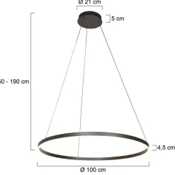 Hängelampen|Led Lampen*Steinhauer Große LED Pendelleuchte Schwarz Ø100 cm 80 W 2700 K