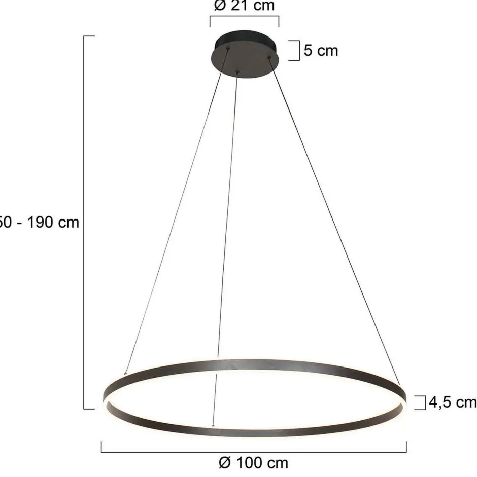 Hängelampen|Led Lampen*Steinhauer Große LED Pendelleuchte Schwarz Ø100 cm 80 W 2700 K