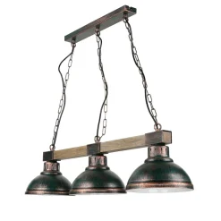 Hängelampen|Esszimmer Lampen*Luminex Große Pendelleuchte 3-flmg mit Holz Vintage HAKON